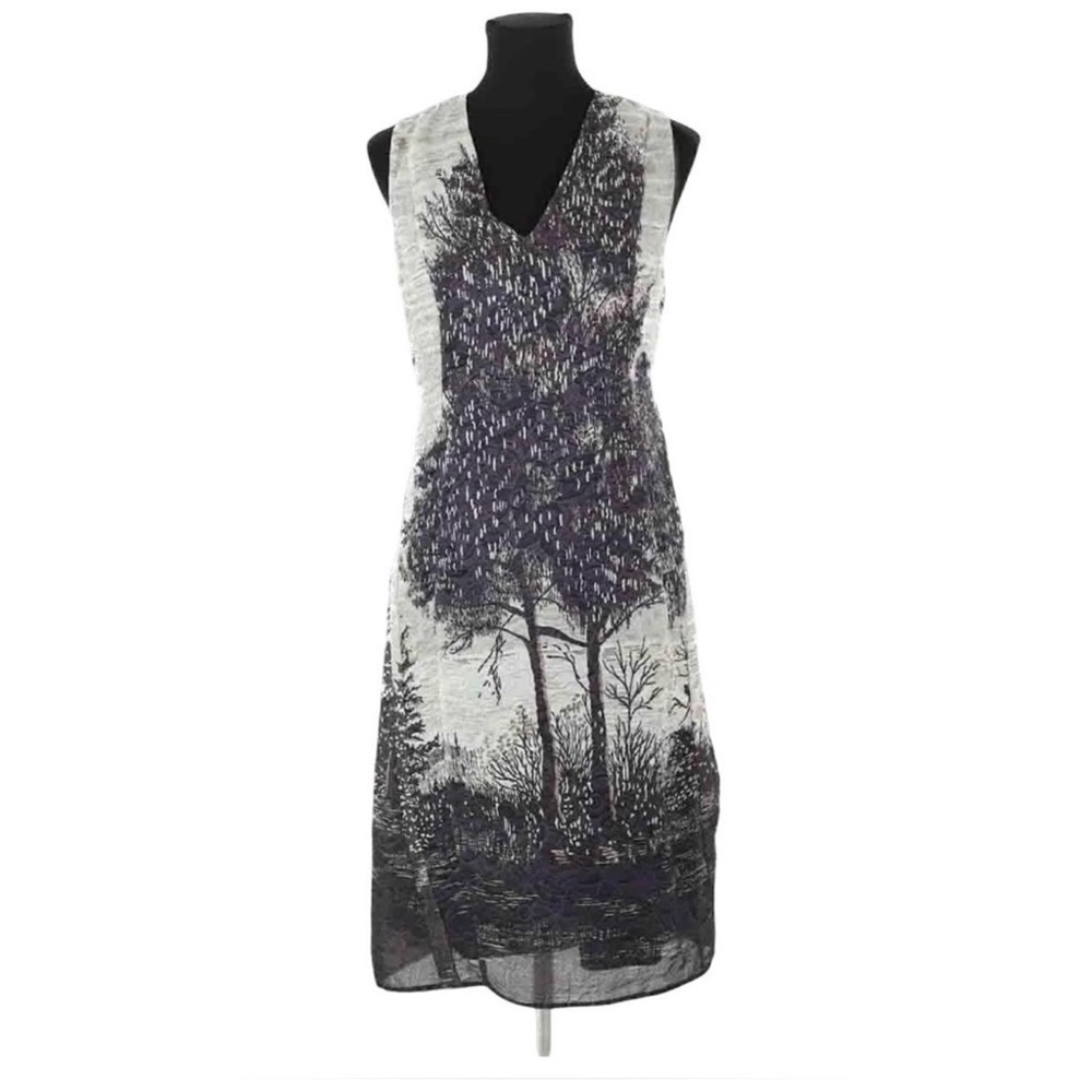 MARNI ITALY Abstract Landscape Tree Knit Jacquard Luxury Sheath 2pc Dress 38 US2